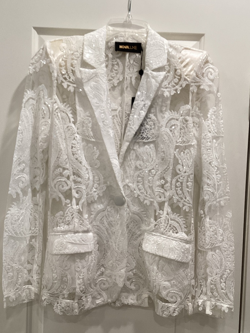 Fashion Nova White Lace Blazer Jacket